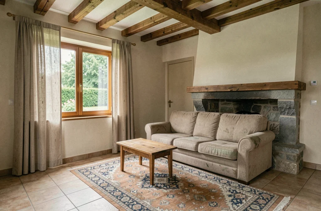 Intérieur d'une petite maison de location abordable avec jardin en Saône-et-Loire 71