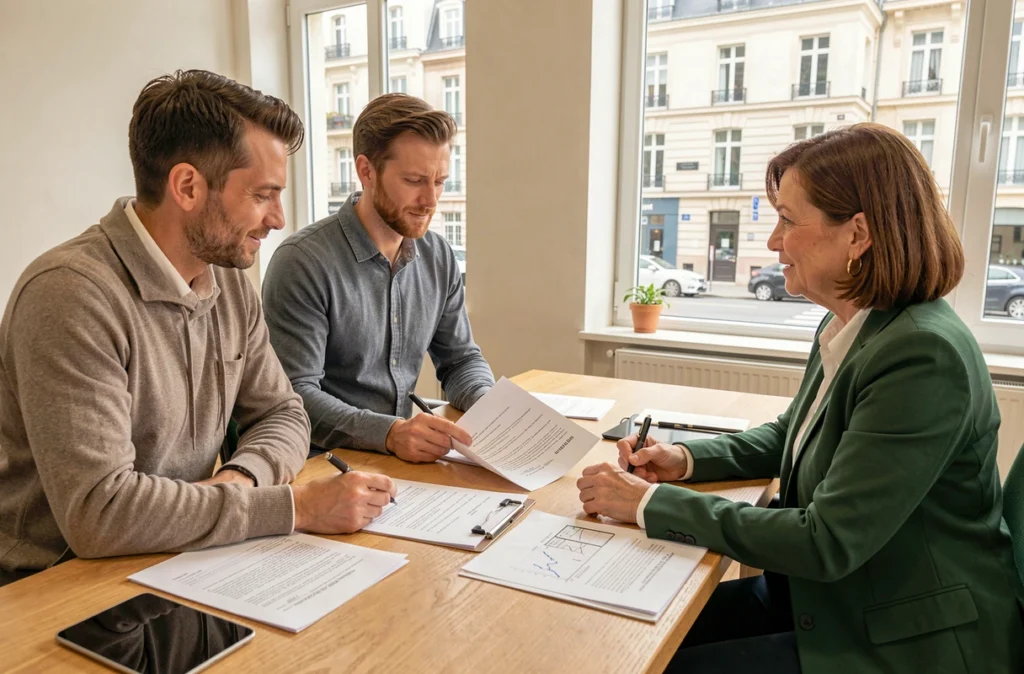 Conseillère de Square Habitat Nord de France accompagnant un couple pour la gestion de leur copropriété
